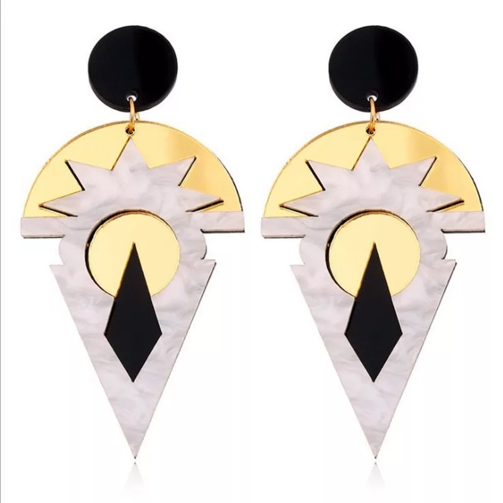 Art Deco Mirrored Earrings